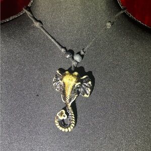 Gold and Black Elephant Pendant Necklace